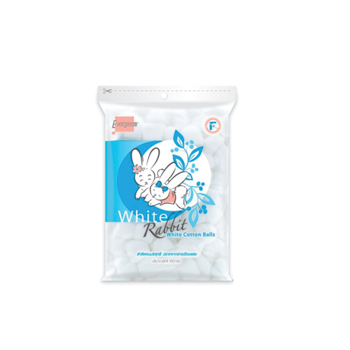 Evergreen White Rabbit White Cotton Balls 100g