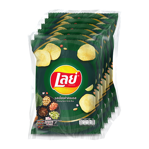 Lay's Flat Potato Chips Mieng Kam Krob Ros Flavor 42g 1x6