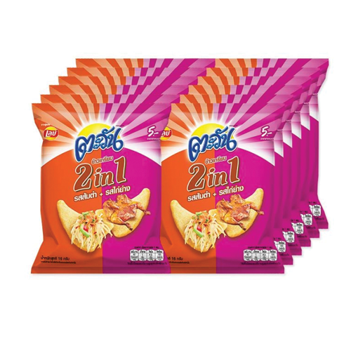 Tawan Shrimp Cracker Somtum And Grilled Chicken Flavor 16g 1x12