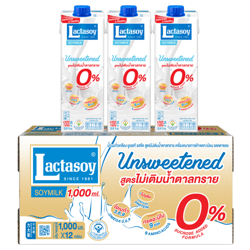 Lactasoy Poy Milk UHT Unsweetened Flavored 1000ml 1x12