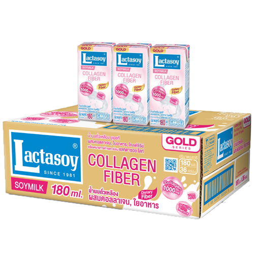 Lactasoy Poy Milk UHT Collagen Fiber Gold Series 180ml 1x4x12