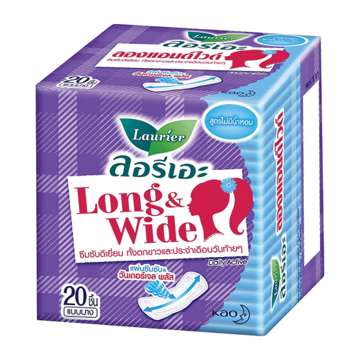 Laurier DailyLong&Wide 20P ຟ້າ+ມ່ວງ Natural Clean