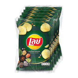 Lay's Flat Potato Chips Mieng Kam Krob Ros Flavor 42g 1x6 / (Pack)