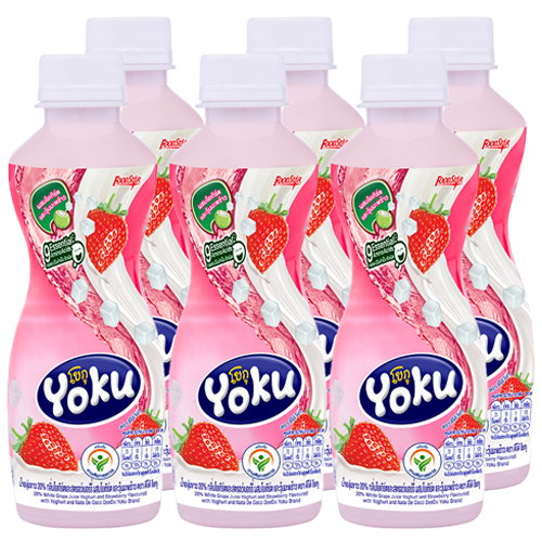 DeeDo Yoku Fruit Juice Strawberry Flavoured with Yoghurt and Nata De Coco 230ml 1x6