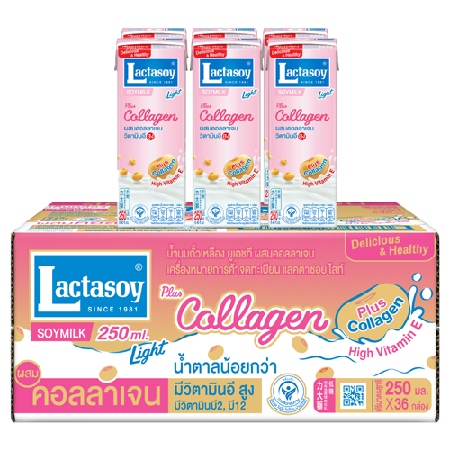 Lactasoy Light Soy Milk UHT Collagen Fiber 250ml 1x6x6