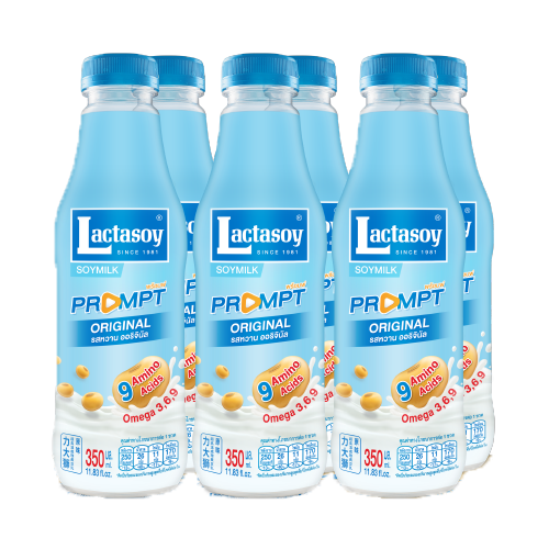 Lactasoy Prompt Soy Milk UHT Plain Sweetened 350ml 1x6