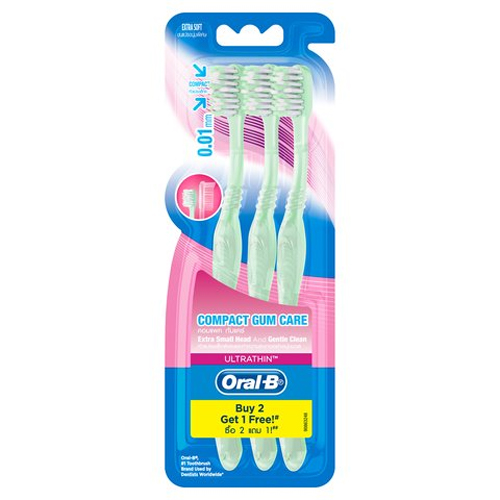I1 Oral B UltraThin Compact Gum Care 3 Toothbrushes 1X6X16