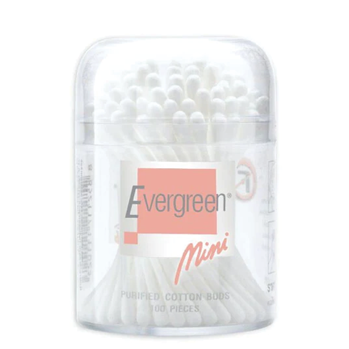 Evergreen cotton buds, mini, jar, 100 sticks