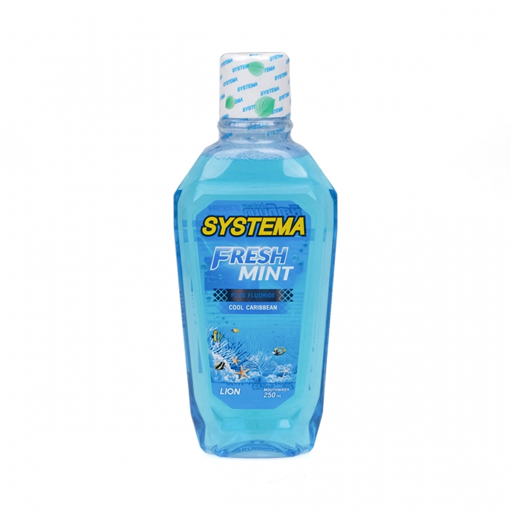 Systema Mouthwash Blue Caribbean clean, fresh, confident every day 250ml 