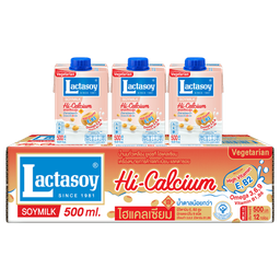 Lactasoy Soy Milk UHT Hi-Calcium 500ml 1x12 / (Box)